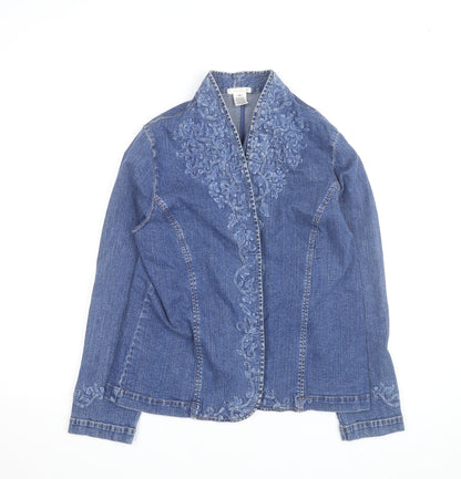 Weston Women's Blue Embroidered Denim Jacket Size M Regular Fit