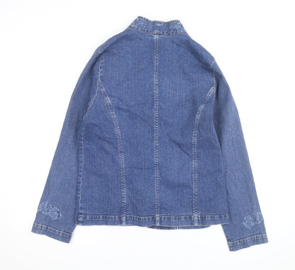 Weston Women's Blue Embroidered Denim Jacket Size M Regular Fit