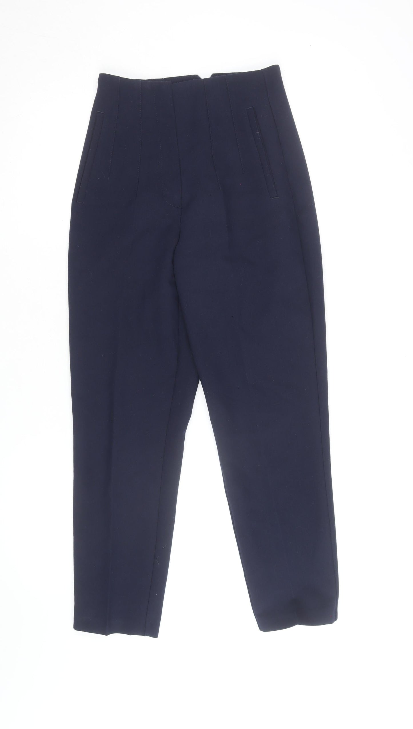 Zara Women's Blue XS Tapered High Waist Tailored Trousers