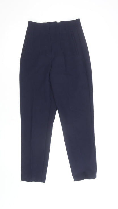 Zara Women's Blue XS Tapered High Waist Tailored Trousers