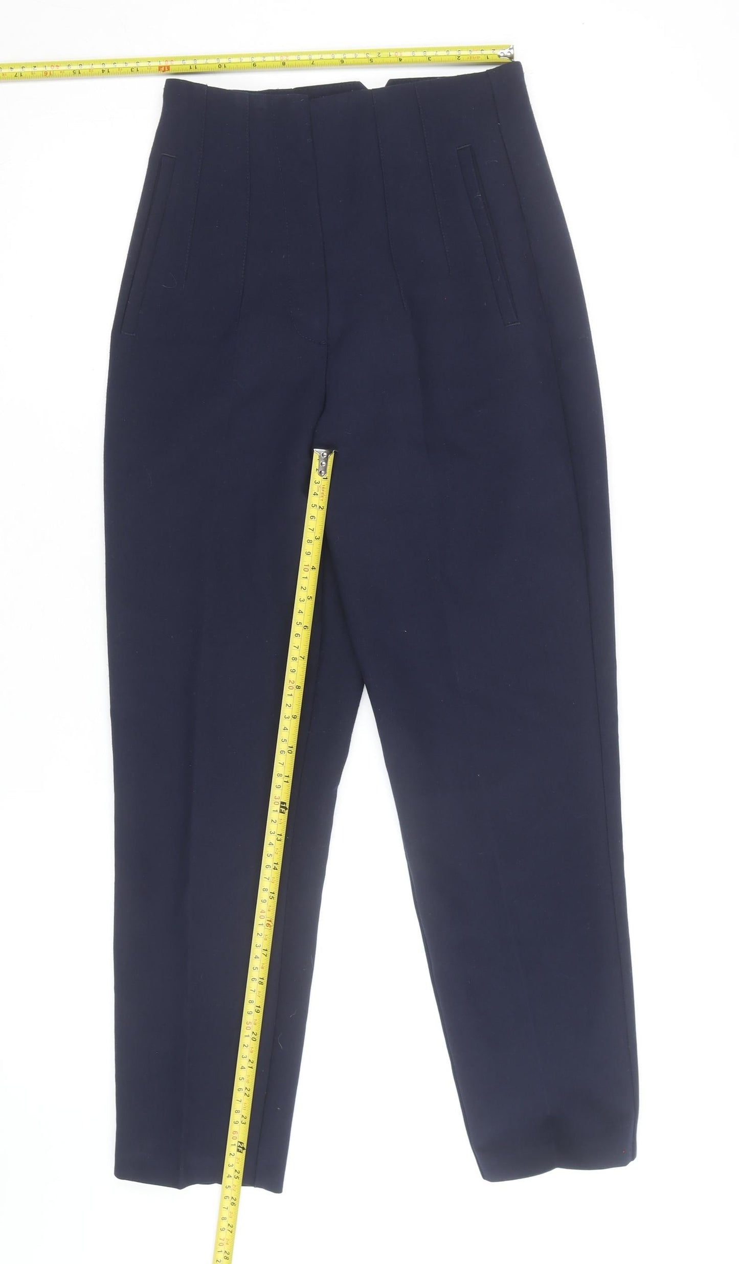 Zara Women's Blue XS Tapered High Waist Tailored Trousers