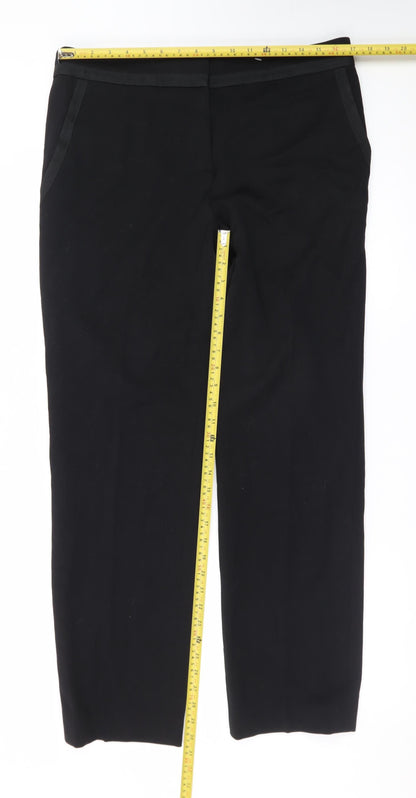 Jaeger Women Black UK 14 Wool Blend Straight Dress Pants