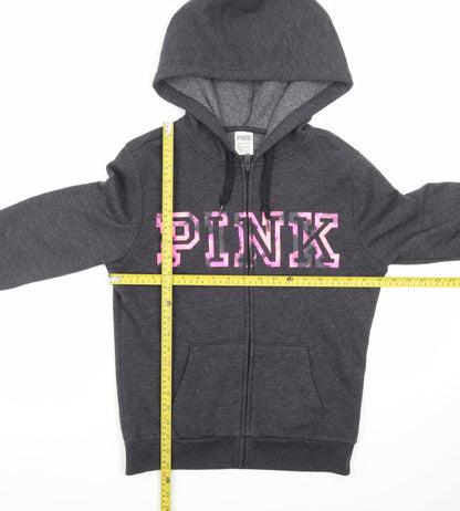 Victoria's Secret PINK Women's Black XS Full Zip Hoodie Sweatshirt