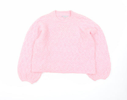 Oliver Bonas Women’s Pink Cable Knit Jumper Size 10 Crew Neck