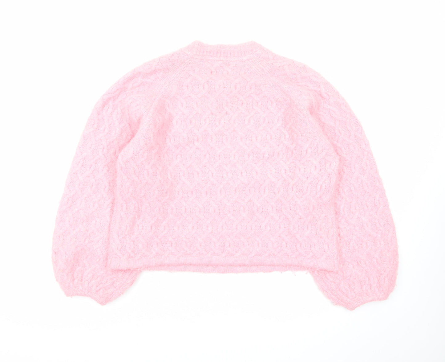 Oliver Bonas Women’s Pink Cable Knit Jumper Size 10 Crew Neck