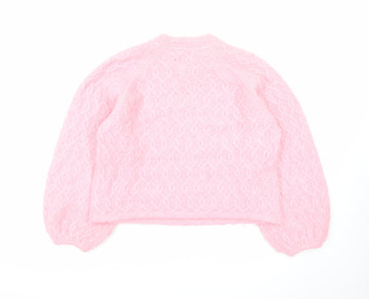 Oliver Bonas Women’s Pink Cable Knit Jumper Size 10 Crew Neck