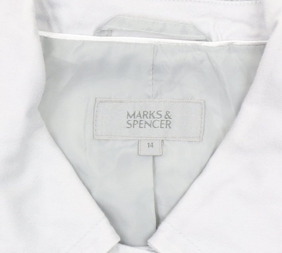 Marks and Spencer Women's White Size 14 Single-Breasted Suit Jacket