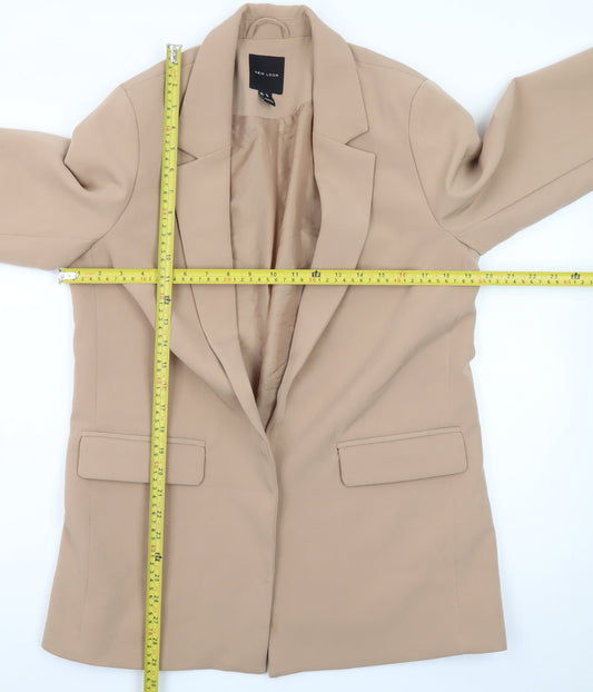 New Look Women Beige Size 12 Regular Fit Single-Breasted Blazer