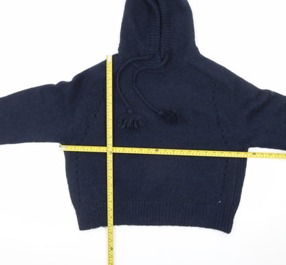 Marks and Spencer Womens Blue Alpaca Knit Hooded Pullover Jumper Size M