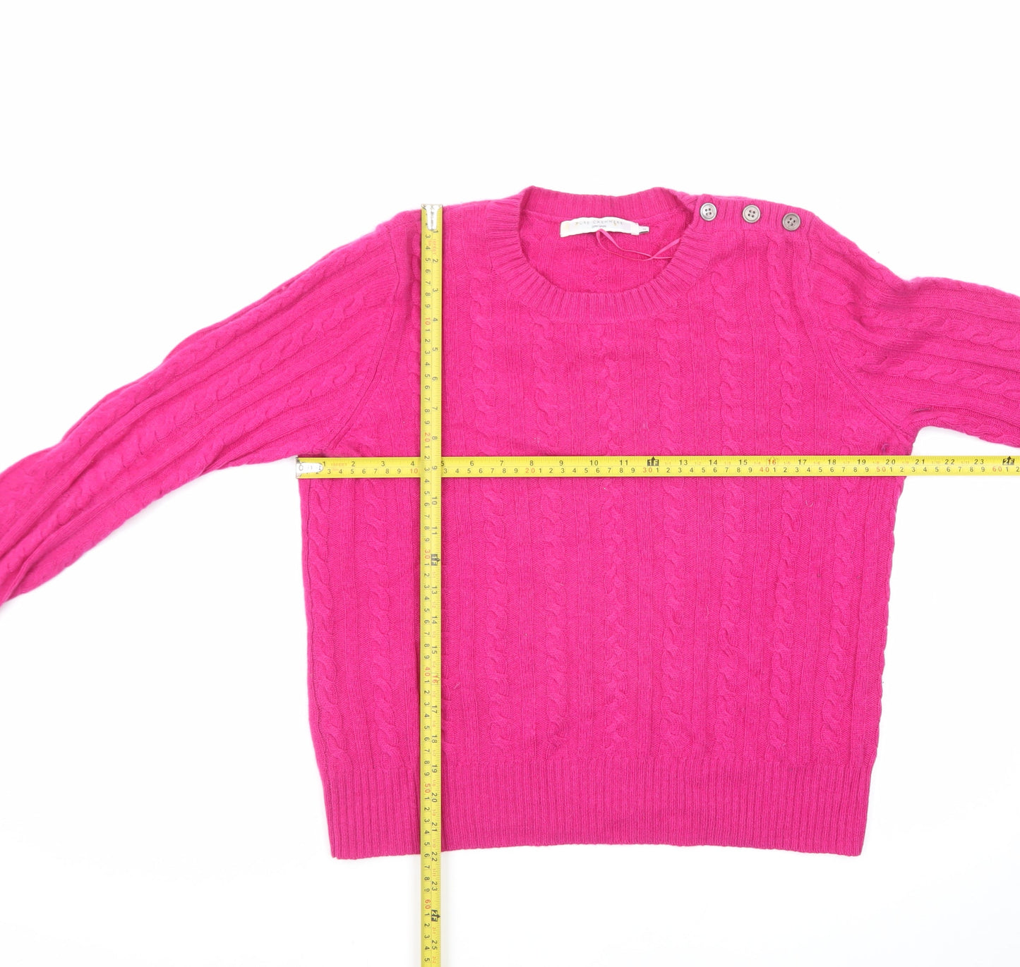 John Lewis Women’s Pink Pure Cashmere Cable Knit Jumper Size 14