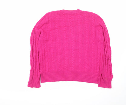 John Lewis Women’s Pink Pure Cashmere Cable Knit Jumper Size 14