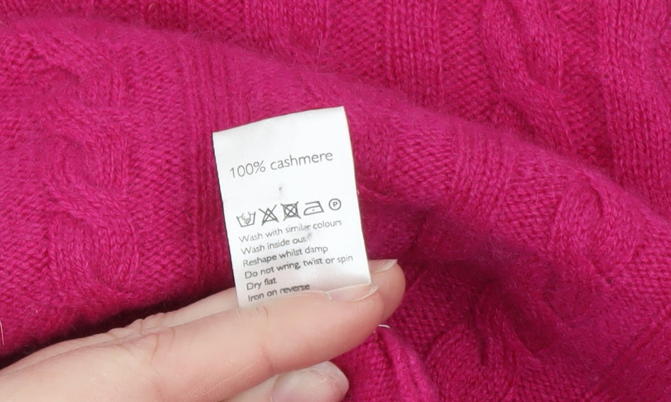 John Lewis Women’s Pink Pure Cashmere Cable Knit Jumper Size 14