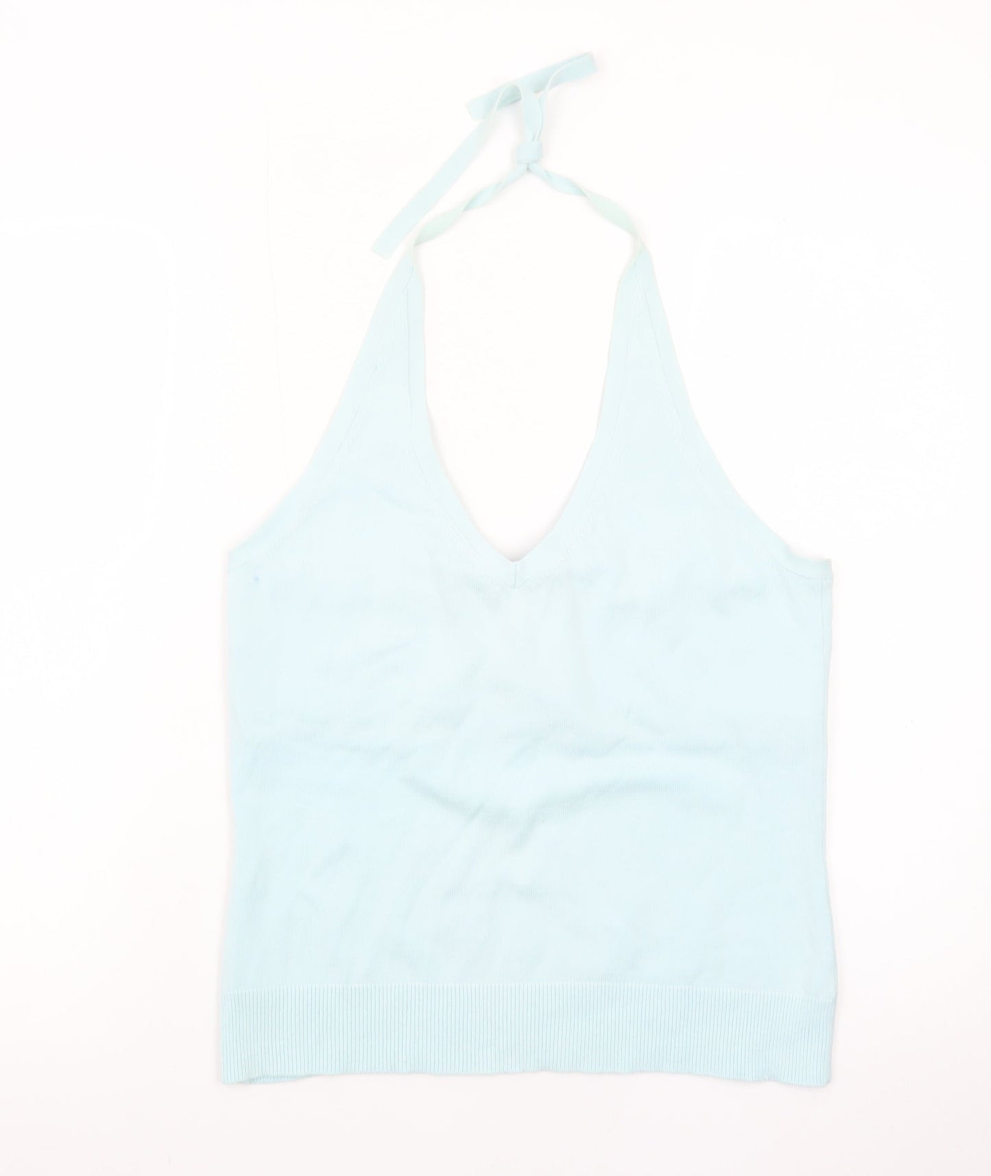 GAP Women Blue Halter Camisole Tank Top L Stretch Cotton