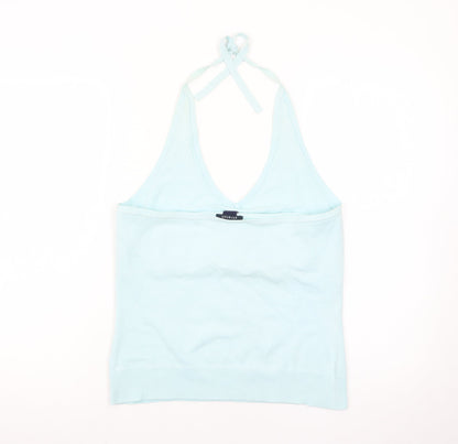 GAP Women Blue Halter Camisole Tank Top L Stretch Cotton