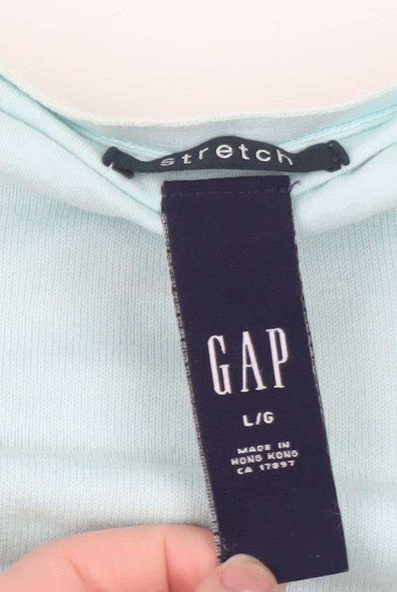 GAP Women Blue Halter Camisole Tank Top L Stretch Cotton