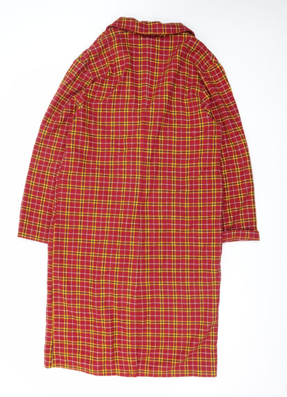 H&M Divided Women's Red Plaid Cotton Coat Size 8 Long Sleeve