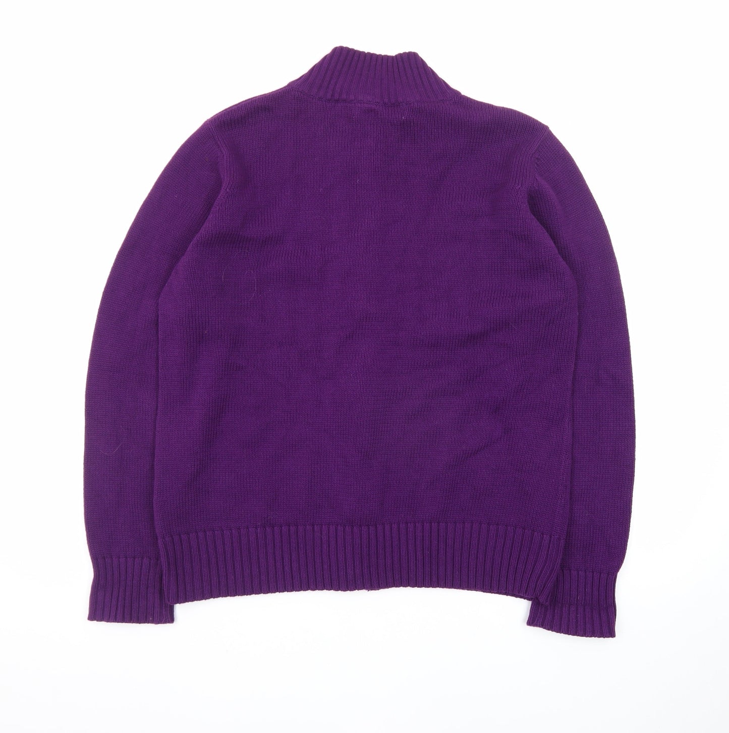 EWM Women’s Purple Full Zip Cotton Knit Jumper Size L 18-20