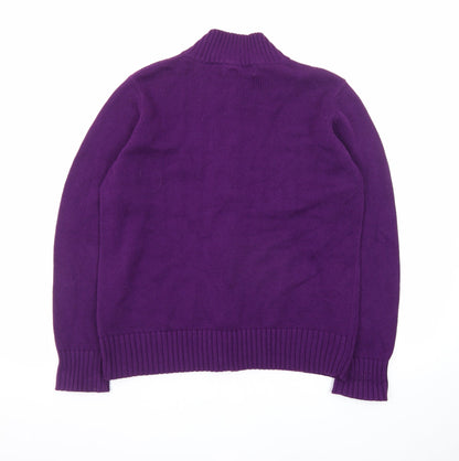 EWM Women’s Purple Full Zip Cotton Knit Jumper Size L 18-20