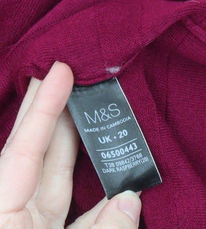 Marks and Spencer Women Dark Raspberry Knit Jumper Dress Size 20
