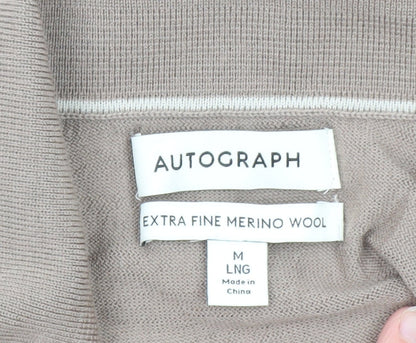 Marks and Spencer Mens Beige Merino Wool Collared Henley Jumper M