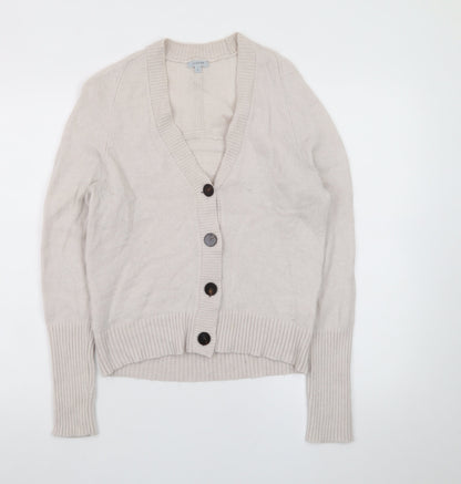 Jigsaw Women Beige Wool Blend Button Cardigan Size S