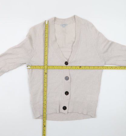 Jigsaw Women Beige Wool Blend Button Cardigan Size S