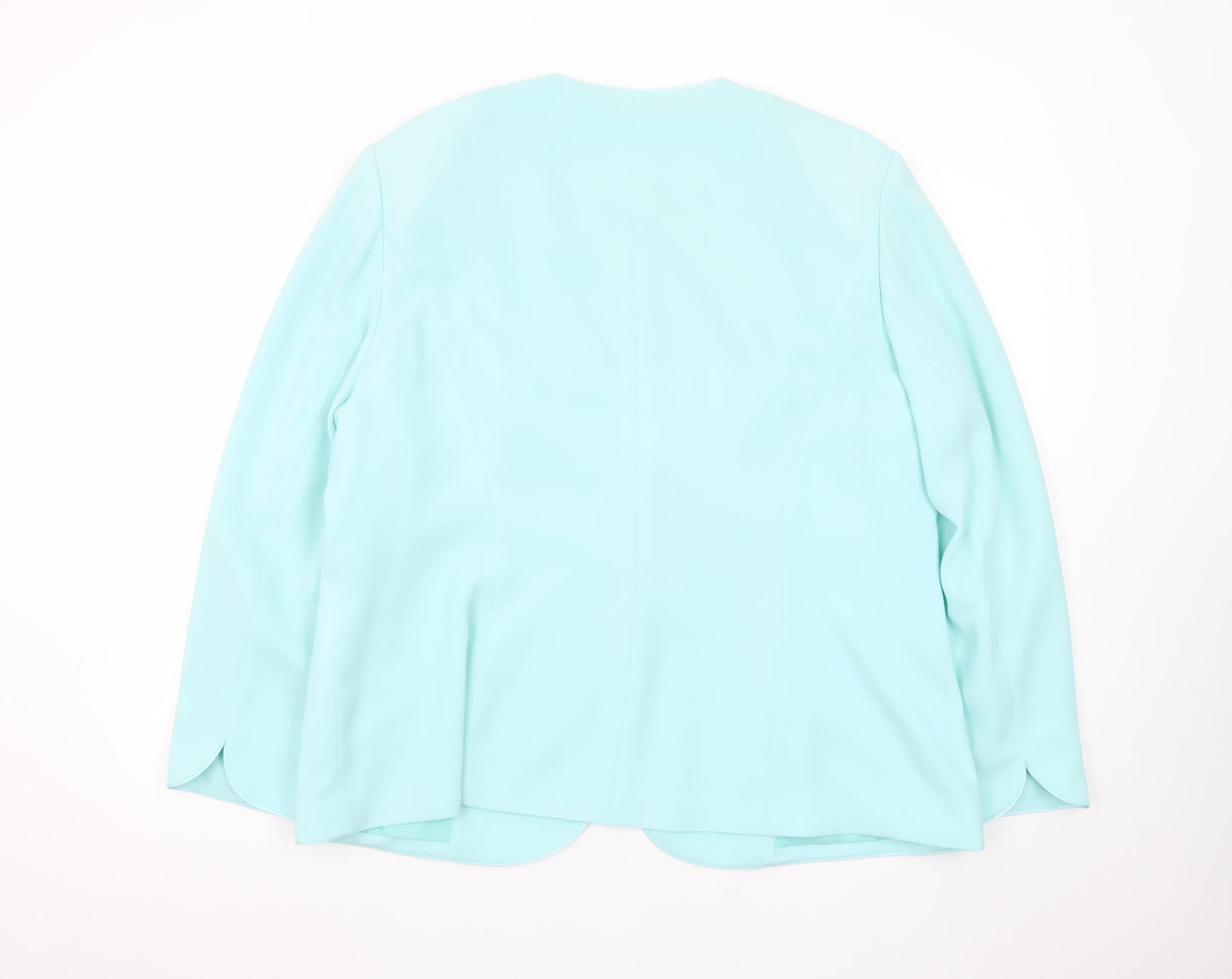 Jacques Vert Women Aqua Blue Long Sleeve Suit Jacket Size 22