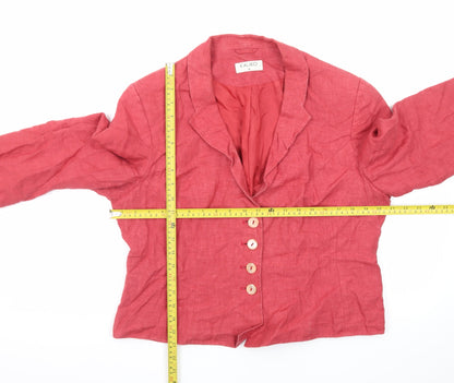 Kaliko Women's Red Linen Blazer Jacket Size 16 Classic Short