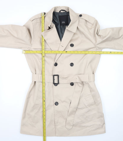 River Island Women Beige Trench Coat Belted Mid-Length M