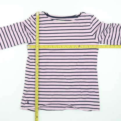 Joules Womens Pink Striped Long Sleeve Cotton Nautical T-Shirt Size 10