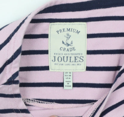 Joules Womens Pink Striped Long Sleeve Cotton Nautical T-Shirt Size 10