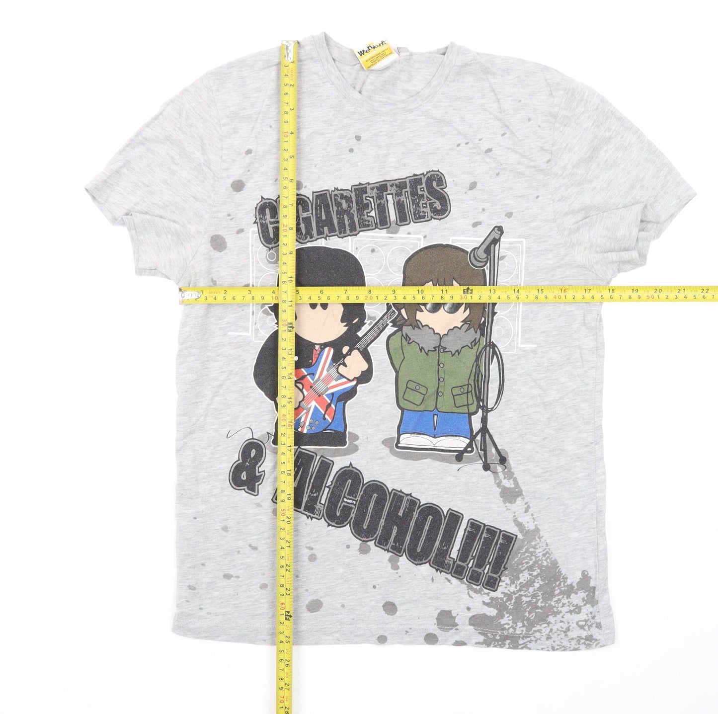 Weenicons Men's Grey Band Graphic T-Shirt M Short Sleeve Cotton