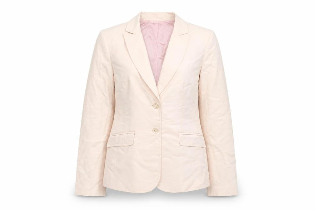 Oasis Women Beige Blazer Size 10 Linen Viscose Formal Jacket