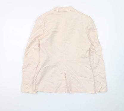 Oasis Women Beige Blazer Size 10 Linen Viscose Formal Jacket