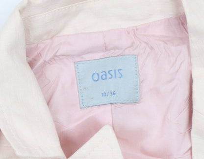 Oasis Women Beige Blazer Size 10 Linen Viscose Formal Jacket