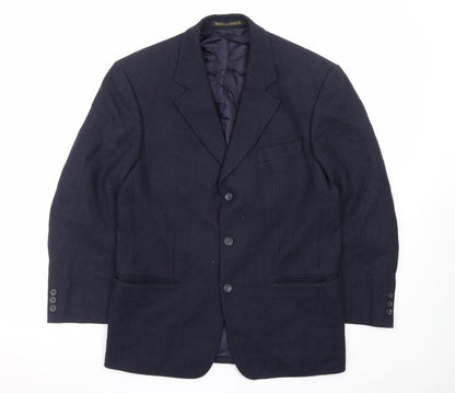Marks and Spencer Men's Blue Wool Check 38S Classic Blazer