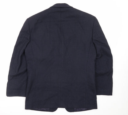 Marks and Spencer Men's Blue Wool Check 38S Classic Blazer