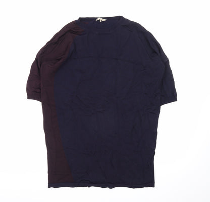Phase Eight Unisex Blue Colourblock Knit Short Sleeve T-Shirt XS