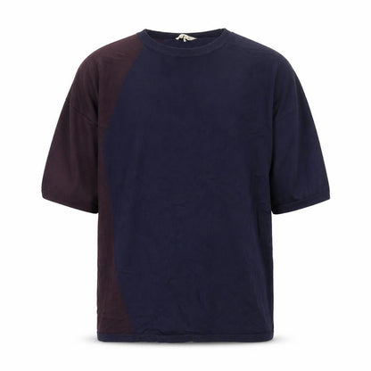 Front view of Phase Eight unisex blue colourblock knit short sleeve t-shirt xs