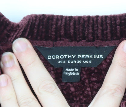 Dorothy Perkins Women’s Burgundy Knit Pullover Jumper UK 8