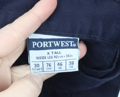 Portwest Men's Blue Cargo Workwear Trousers Size M 30W 36L