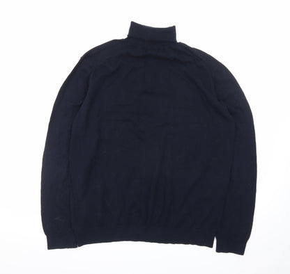 Replay Men's Blue Cotton Roll Neck Jumper XL