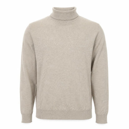 Pull&Bear Men's Beige Roll Neck Cotton Blend Jumper Size S