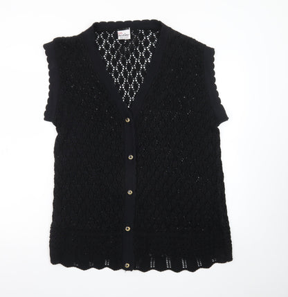 Destiny Women’s Black Sleeveless Crochet Knit Cardigan 2XL