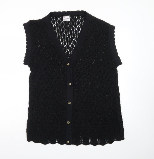 Destiny Women’s Black Sleeveless Crochet Knit Cardigan 2XL