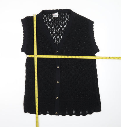 Destiny Women’s Black Sleeveless Crochet Knit Cardigan 2XL