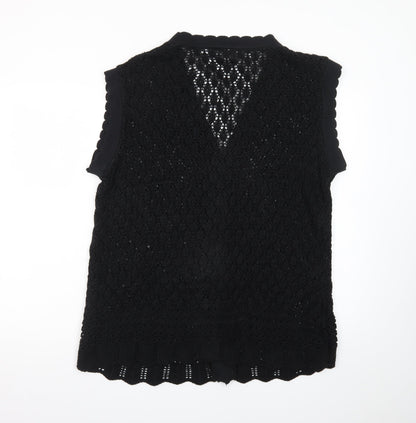 Destiny Women’s Black Sleeveless Crochet Knit Cardigan 2XL