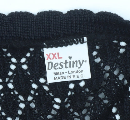 Destiny Women’s Black Sleeveless Crochet Knit Cardigan 2XL