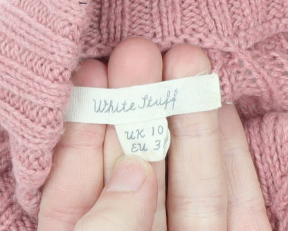 White Stuff Women’s Pink Roll Neck Cable Knit Jumper UK 10