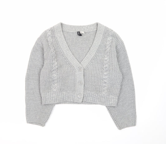 H&M Divided Women Grey Cable-Knit Cropped Cardigan Size S